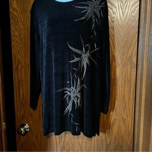 Picadilly Fashion black stretchy tunic with gold and brown accents-XL